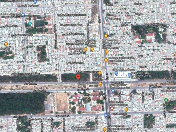 Terreno en venta av 135 cancún - mapa de cancún donde se señala la ubicación del terreno
