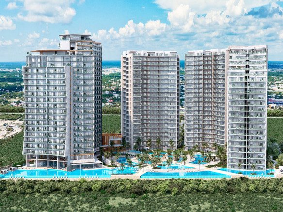 Fachada de proyecto aurora towers en preventa venta en cancún