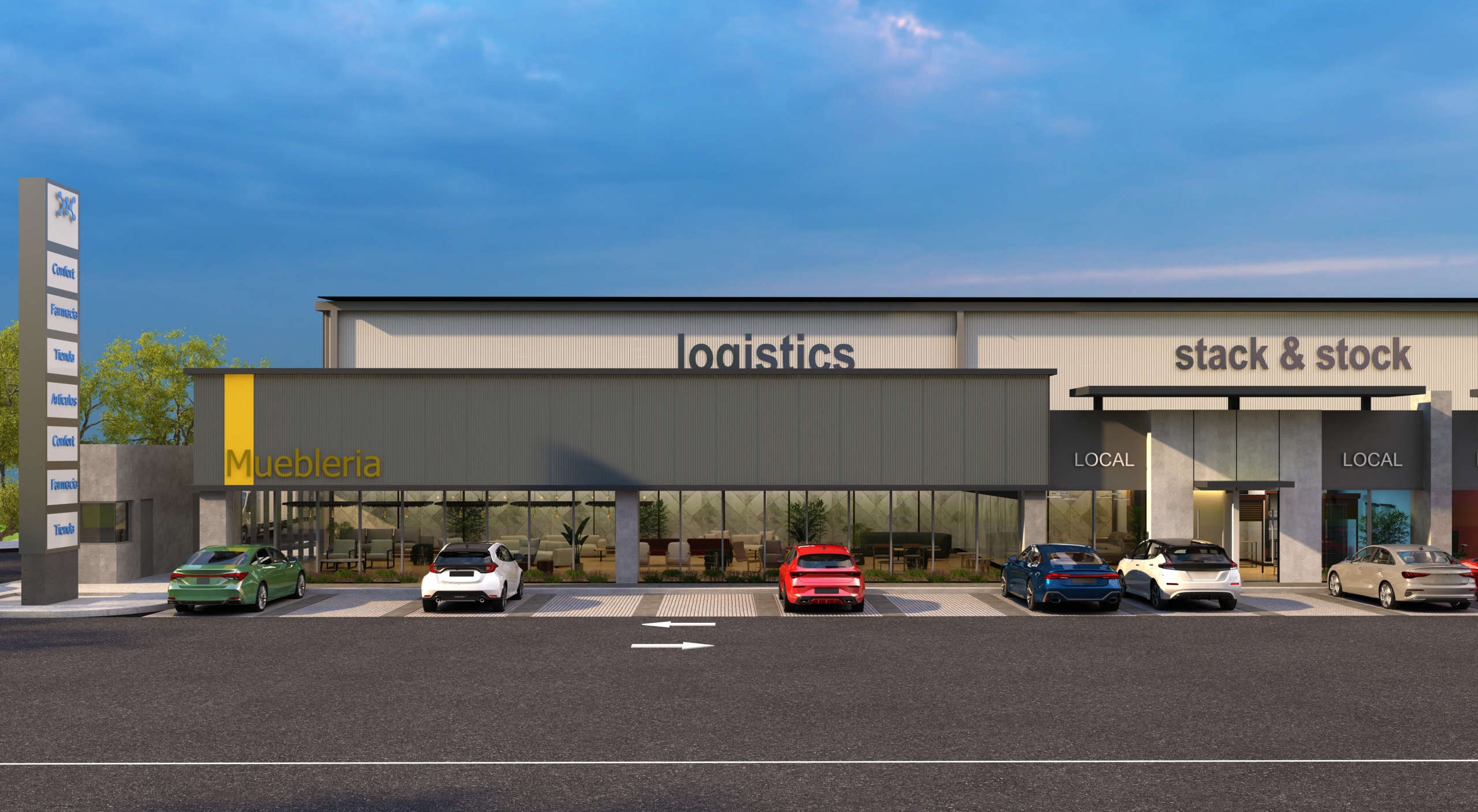 KPARK FACHADA ANCLA 1 con autos